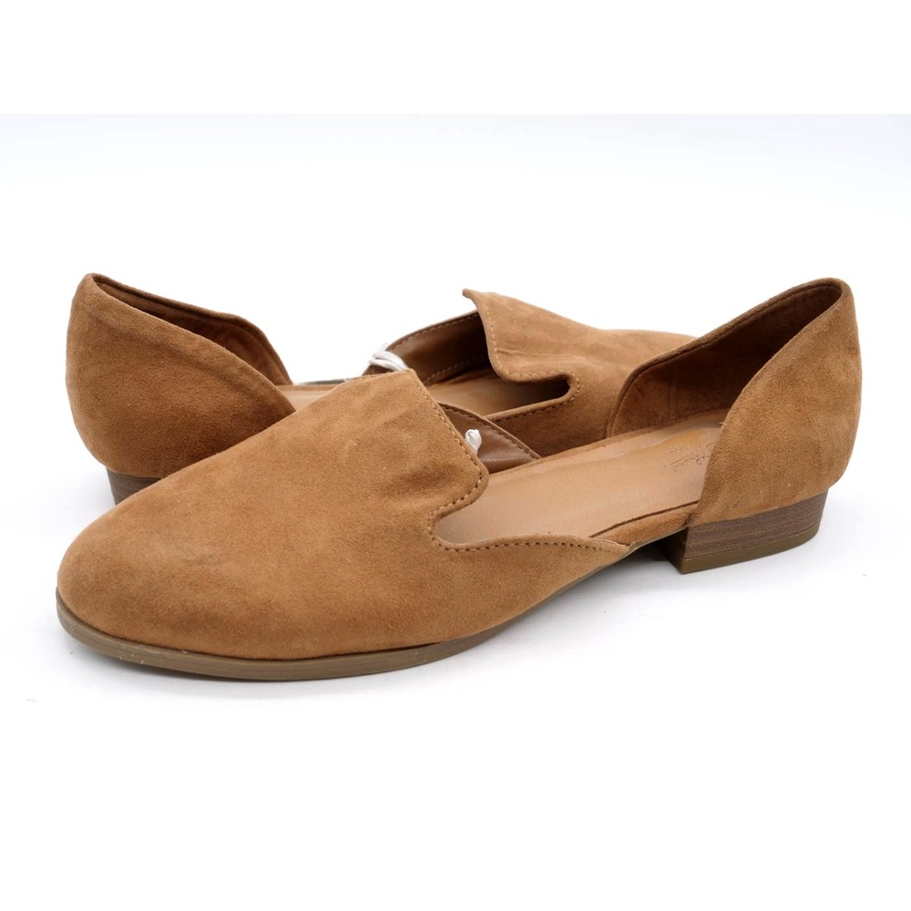 Universal Thread Brown Faux Suede D'Orsay Slip On Round Toe Flats sz 10